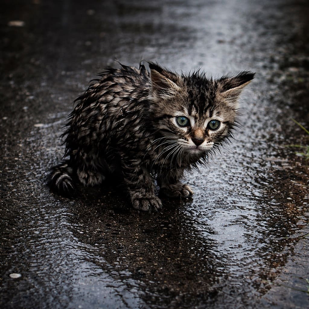 Котенок, украденный у дождя